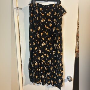 Floral ruffle maxi skirt